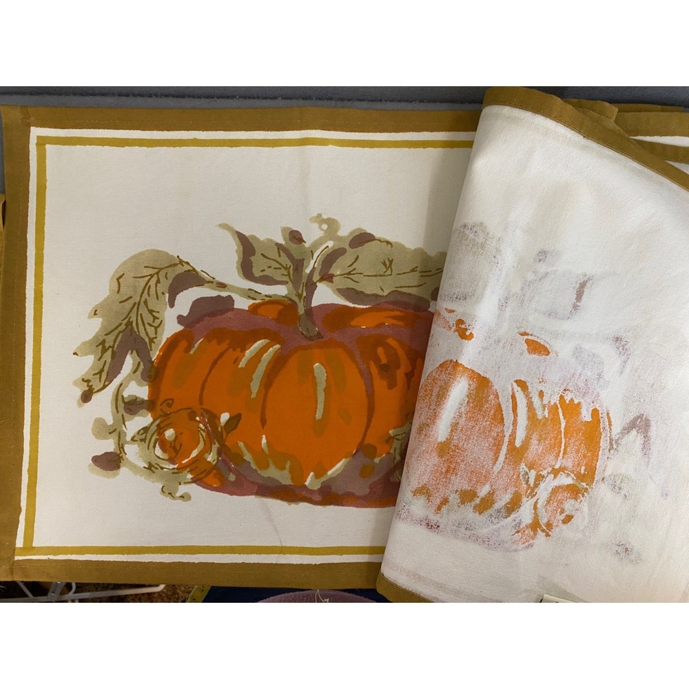 Couleur Nature Bruno Lamy Pumpkin Cotton Placemats & Napkins 4 each Fall Harvest
